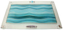Shabbos Tray: Glass Wave Design - Blue
