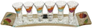 Shot Glasses & Tray: Glass Set of 6 Pomegranate Design - Multicolor