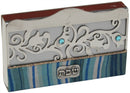 Shabbos Matchbox Holder: Laser Cut Rose Design - Blue