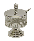 Honey Dish: Silver Plated & Glass