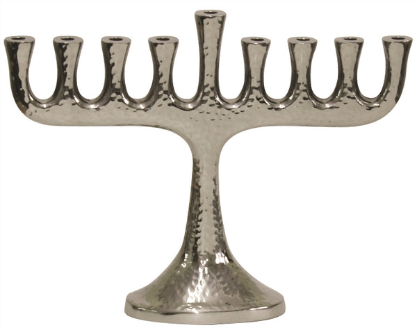 Chanukah Menorah: Nickel Plated Hammered