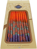 Chanukah Candles: 45 Israeli Wax Candles - Orange & Purple