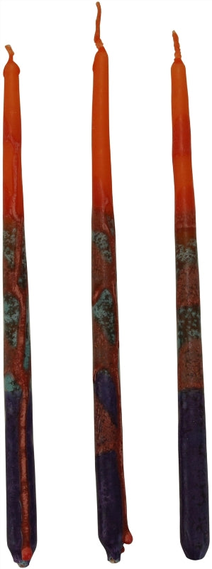 Chanukah Candles: 45 Israeli Wax Candles - Orange & Purple