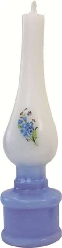 Havdalah Candle: Blue Flower Design - Blue & White