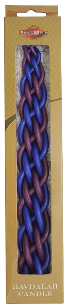 Havdalah Candle: Braided Wax - Blue & Purple