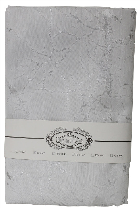 Jaquard Tablecloth: Includes 8 Napkins - Marble Grey/Silver