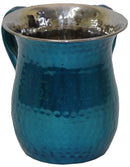 Wash Cup: Stainless Steel Hammered - Turquoise