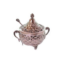 Honey Dish & Spoon: Silver Plated Diamond Design