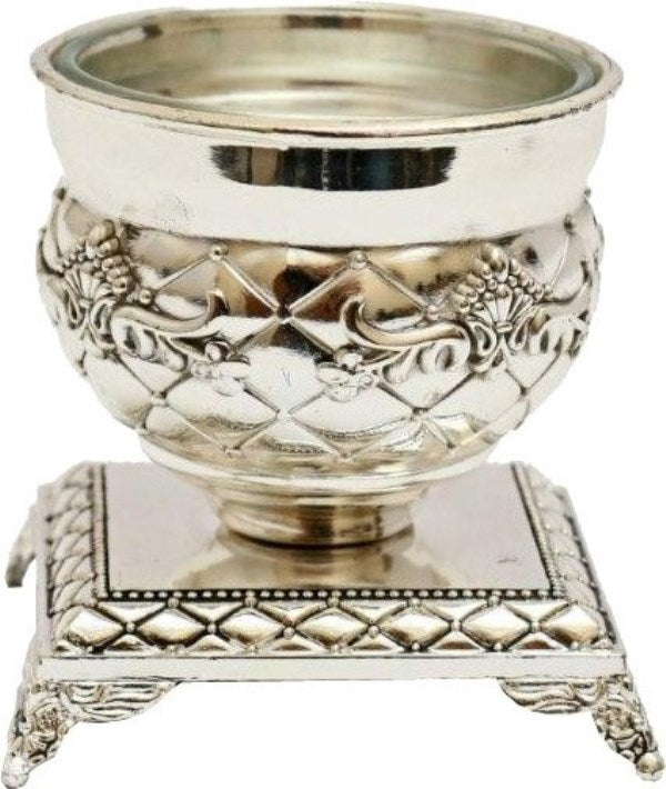 Salt Dish: Quilted Design - Silver Plated