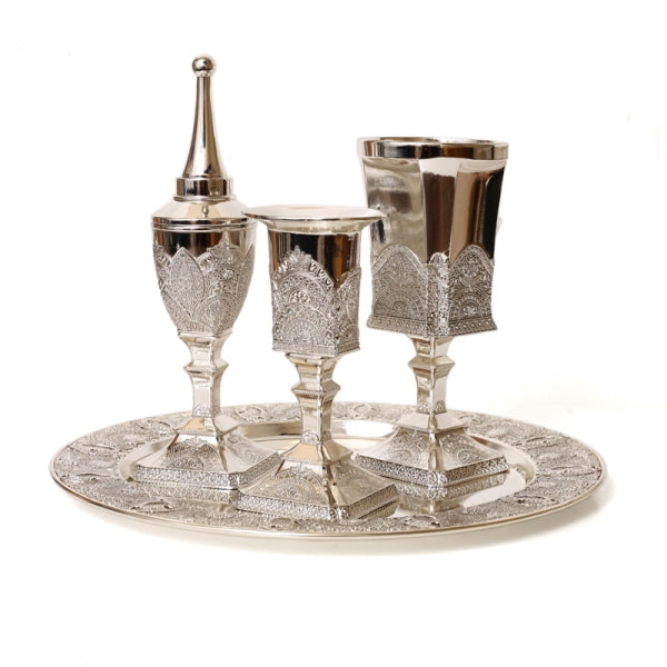 Havdalah Set: Silver Plated Filigree