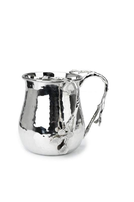 Wash Cup: Nickel Plated Leaf Design