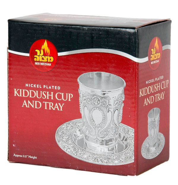 Kiddush Cup & Tray Sets - Nickel Plated