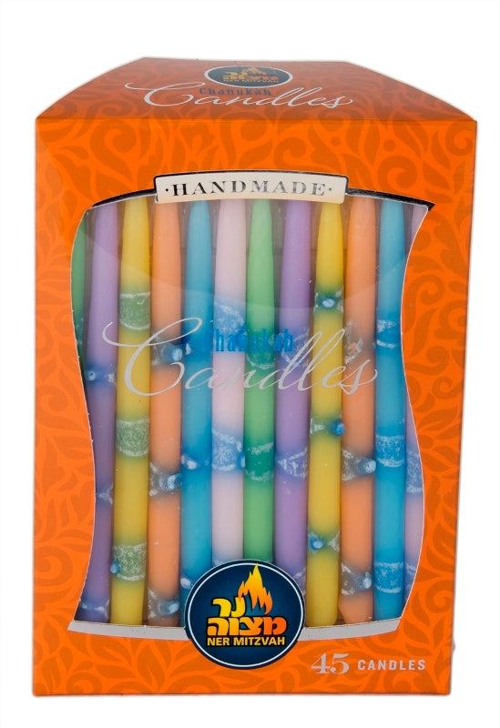 45 Pk. Multi Color Decorated Chanukah Candle