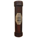 Megillah Case: Leather & Wood With Gold Plate - Brown (Two Tone)