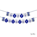 Happy Chanukah Banner Blue And Silver