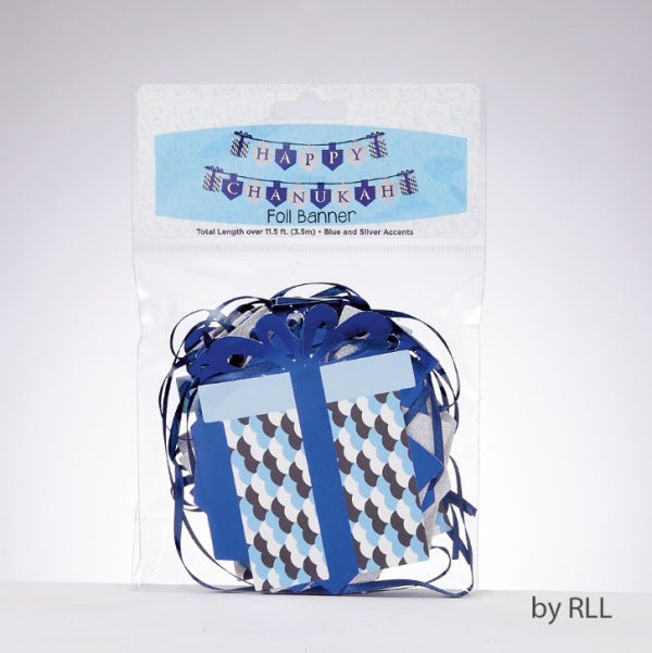 Happy Chanukah Banner Blue And Silver