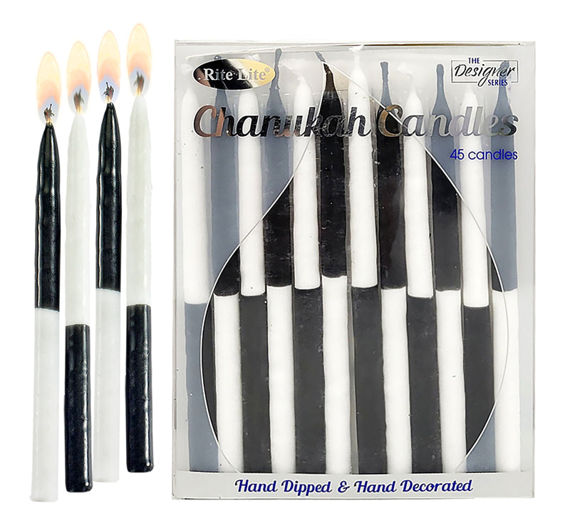 Chanukah Candles: 45 Wax Candles - Black & White
