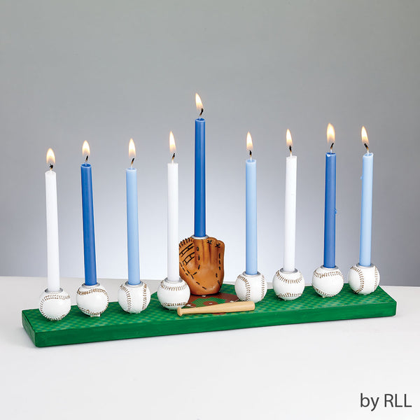 Chanukah Menorah: Hand-Painted Resin - Baseball