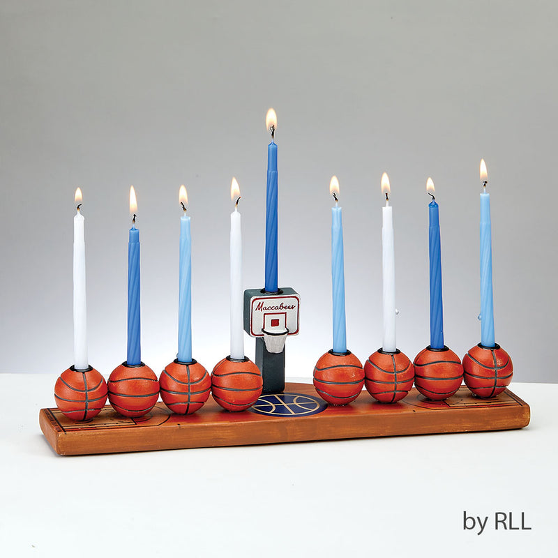 Chanukah Menorah: Hand-Painted Resin - Basketball