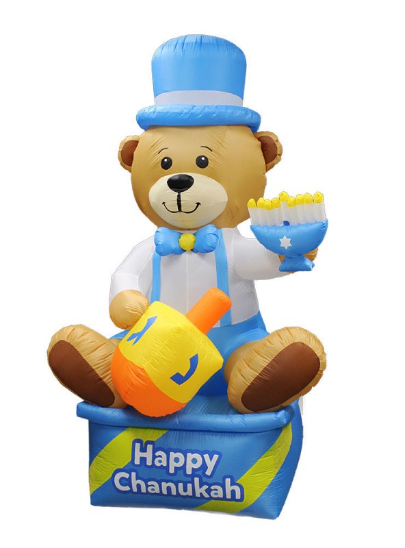 Inflatable Lawn Chanukah Themed Bear - 8' Tall